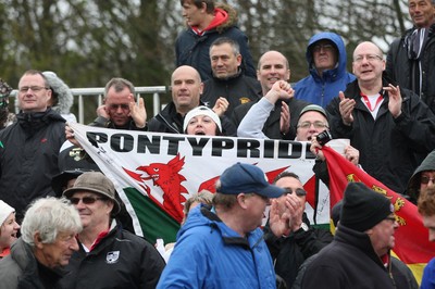 060414 - Cornish Pirates v Pontypridd, British and Irish Cup Quarter Final - Pontypridd supporters cheer the team at the end of the match