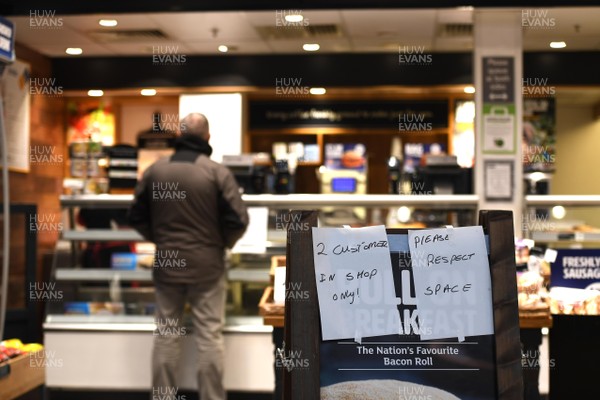 230320 - Coronavirus Outbreak - General views of Greggs with a 2 customers at a time policy, in Cardiff City centre during Monday morning