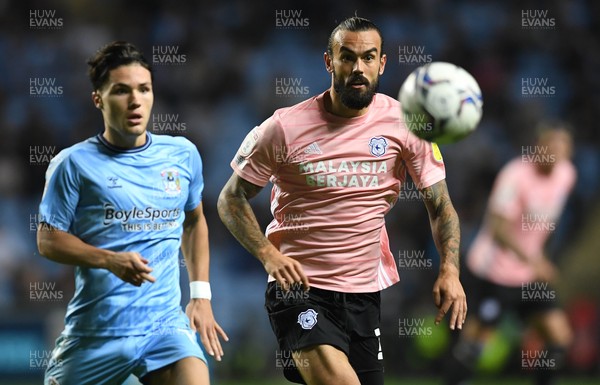 150921 - Coventry City v Cardiff City - EFL SkyBet Championship - Marlon Pack of Cardiff City is challenged by Callum O'Hare of Coventry City