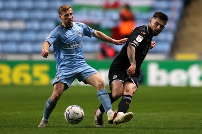 021121 - Coventry City v Swansea City - SkyBet Championship - Ryan Manning of Swansea City is challenged by Jamie Allen of Coventry City