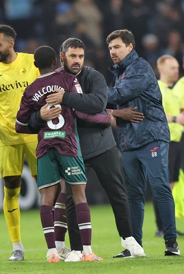 261225 - Coventry City v Swansea City - Sky Bet Championship - Swansea manager Vitor Matos salutes Malick Yalcouye of Swansea at the end of the match