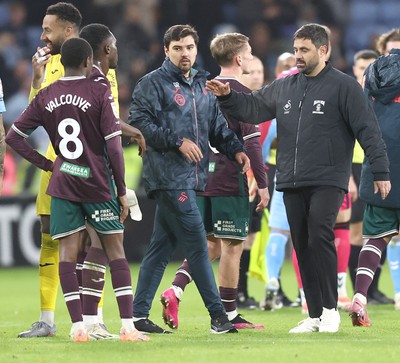261225 - Coventry City v Swansea City - Sky Bet Championship - Swansea manager Vitor Matos salutes Malick Yalcouye of Swansea at the end of the match