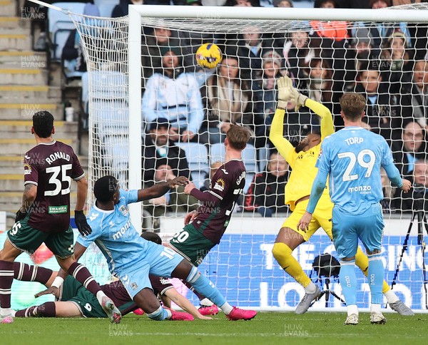 261225 - Coventry City v Swansea City - Sky Bet Championship - Zan Vipotnik of Swansea and Jake Bidwell of Coventry