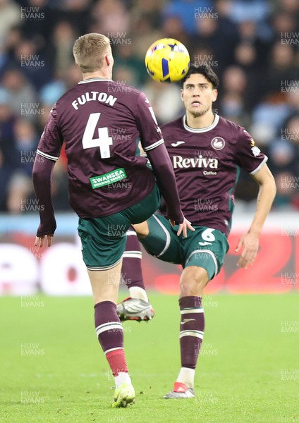 261225 - Coventry City v Swansea City - Sky Bet Championship - Jay Fulton of Swansea and Marko Stamenic of Swansea go for the same ball