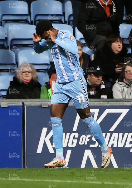 291223 - Coventry City v Swansea City - SkyBet Championship - Haji Wright of Coventry celebrates scoring their second goal