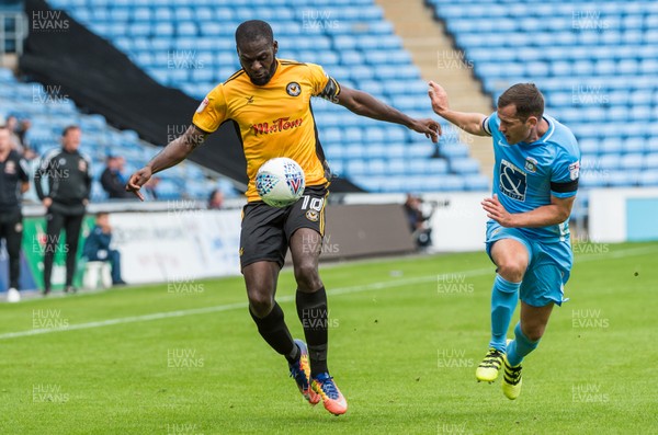190817 - Coventry City v Newport County - Sky Bet League 2 - Newport County forward Frank Nouble (10) on the ball