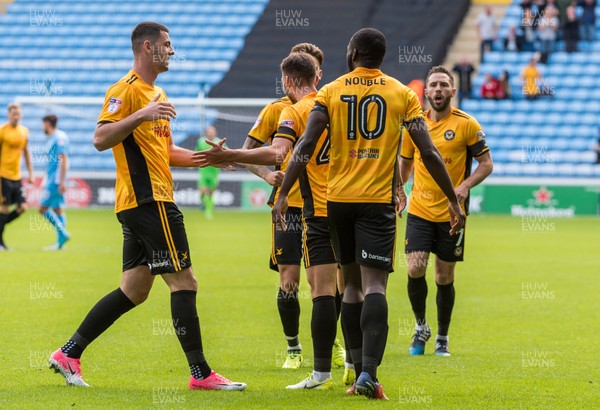 190817 - Coventry City v Newport County - Sky Bet League 2 - Newport County defender Reece Cole (22) celebrates scoring to give his side a 1-0 lead 
