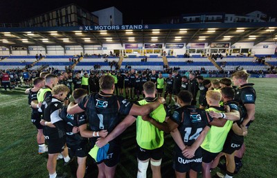 040926 - Coventry RFC v Ospreys, Pre-season Friendly - Ospreys players huddle up at the end of the match