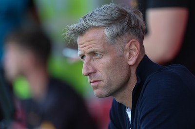 080825 - Crawley Town v Newport County, EFL Sky Bet League 2 - Newport County head coach David Hughes