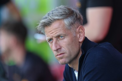 080825 - Crawley Town v Newport County, EFL Sky Bet League 2 - Newport County head coach David Hughes