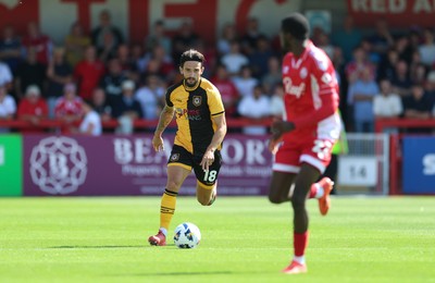 080825 - Crawley Town v Newport County, EFL Sky Bet League 2 - Liam Shephard of Newport County presses forward
