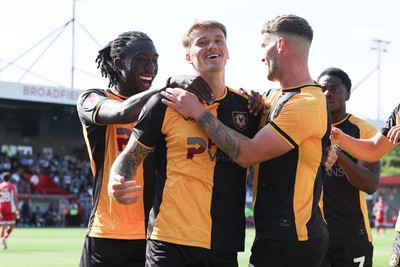 080825 - Crawley Town v Newport County, EFL Sky Bet League 2 - Kai Whitmore of Newport County celebrates after scoring the first goal