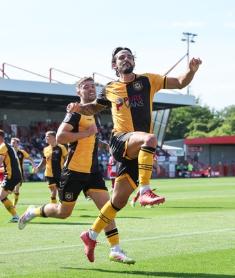 080825 - Crawley Town v Newport County, EFL Sky Bet League 2 - Liam Shephard of Newport County celebrates after he scores the second goal