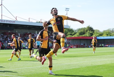 080825 - Crawley Town v Newport County, EFL Sky Bet League 2 - Liam Shephard of Newport County celebrates after he scores the second goal