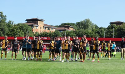 080825 - Crawley Town v Newport County, EFL Sky Bet League 2 - Newport County players applaud the fans at the end of the match