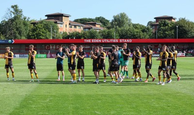 080825 - Crawley Town v Newport County, EFL Sky Bet League 2 - Newport County players applaud the fans at the end of the match