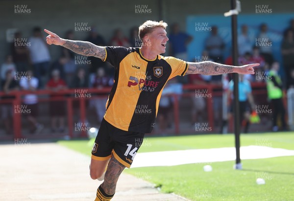 080825 - Crawley Town v Newport County, EFL Sky Bet League 2 - Kai Whitmore of Newport County celebrates after scoring the first goal