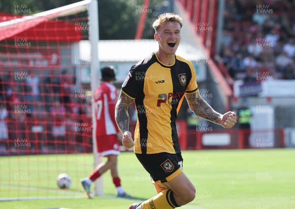 080825 - Crawley Town v Newport County, EFL Sky Bet League 2 - Kai Whitmore of Newport County celebrates after scoring the first goal