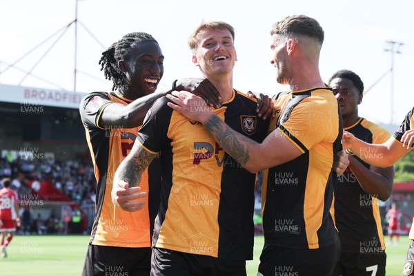 080825 - Crawley Town v Newport County, EFL Sky Bet League 2 - Kai Whitmore of Newport County celebrates after scoring the first goal