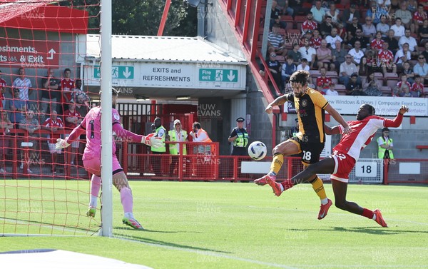 080825 - Crawley Town v Newport County, EFL Sky Bet League 2 - Liam Shephard of Newport County shoots to score the second goal