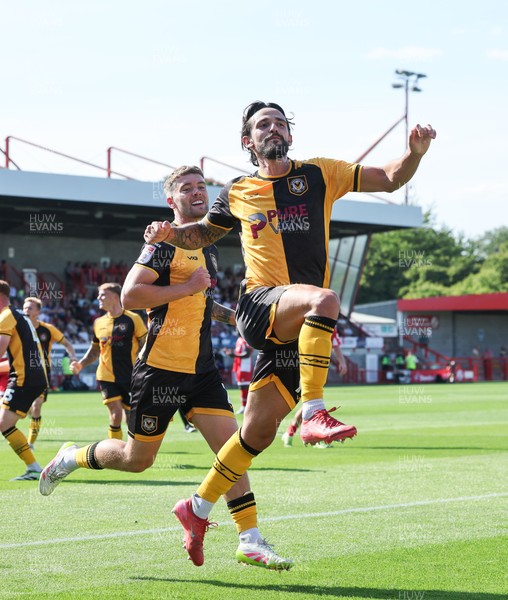 080825 - Crawley Town v Newport County, EFL Sky Bet League 2 - Liam Shephard of Newport County celebrates after he scores the second goal