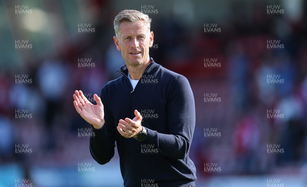 080825 - Crawley Town v Newport County, EFL Sky Bet League 2 - Newport County head coach David Hughes applauds the fans at the end of the match