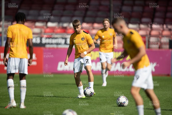 090923 - Crawley Town v Newport County - Sky Bet League 2 - Lewis Payne of Newport County warms up