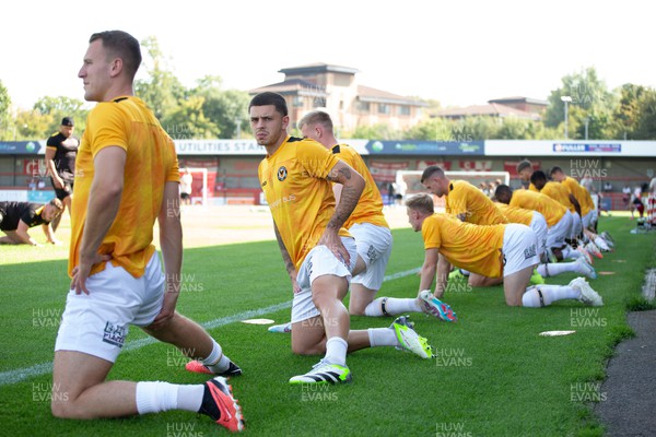090923 - Crawley Town v Newport County - Sky Bet League 2 - Adam Lewis of Newport County warms up
