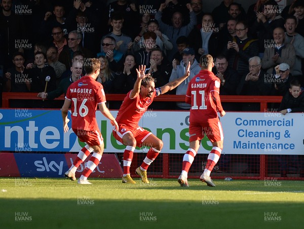 201018  Crawley Town v Newport County - Sky Bet League 2 -   Filipe Morais celebrates his penalty for Crawley Town 