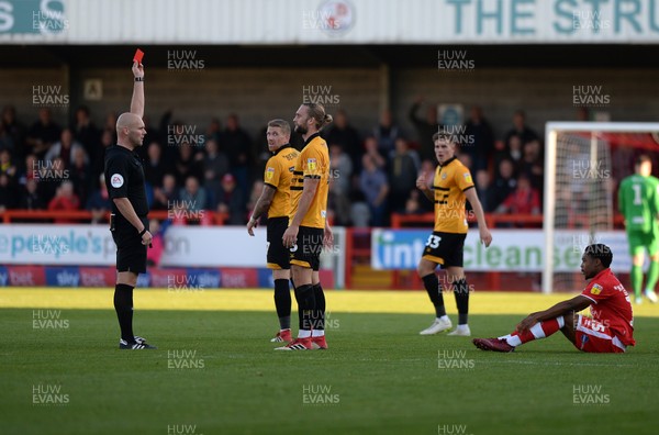 201018  Crawley Town v Newport County - Sky Bet League 2 -  Fraser Franks is sent off for Newport 