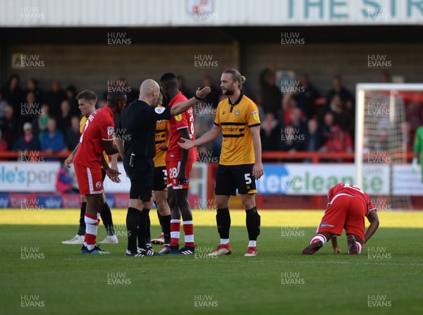 201018  Crawley Town v Newport County - Sky Bet League 2 -  Fraser Franks is sent off for Newport 