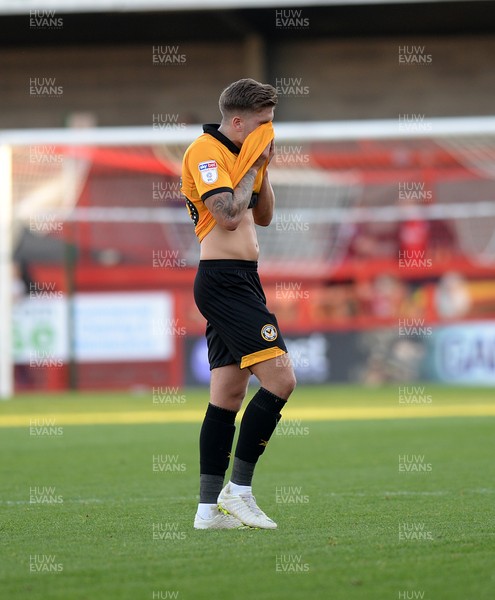 201018  Crawley Town v Newport County - Sky Bet League 2 -   A dejected Charlie Cooper of Newport at the end of the game 