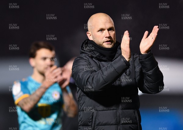 231121 - Crawley Town v Newport County - Sky Bet League 2 - Newport County manager James Rowberry applauds the fans at the end of the game