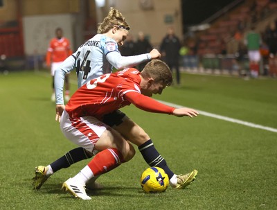 101225 - Crewe Alexandra v Newport County - Sky Bet League 2 - Sammy Braybrooke of Newport and James Connolly of Crewe