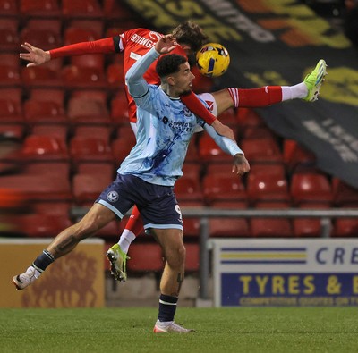 101225 - Crewe Alexandra v Newport County - Sky Bet League 2 - Courtney Baker-Richardson of Newport and Lewis Billington of Crewe 