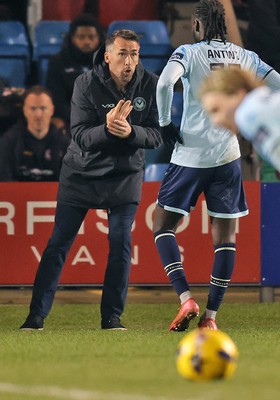 101225 - Crewe Alexandra v Newport County - Sky Bet League 2 - Newport manager Christian Fuchs directs his team