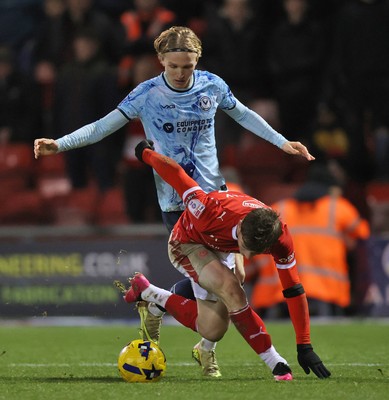 101225 - Crewe Alexandra v Newport County - Sky Bet League 2 - Sammy Braybrooke of Newport tangles with Tommi O'Riley of Crewe