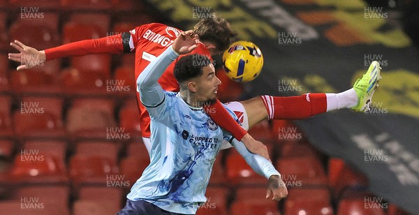 101225 - Crewe Alexandra v Newport County - Sky Bet League 2 - Courtney Baker-Richardson of Newport and Lewis Billington of Crewe 