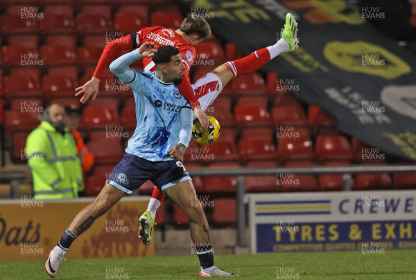 101225 - Crewe Alexandra v Newport County - Sky Bet League 2 - Courtney Baker-Richardson of Newport and Lewis Billington of Crewe 
