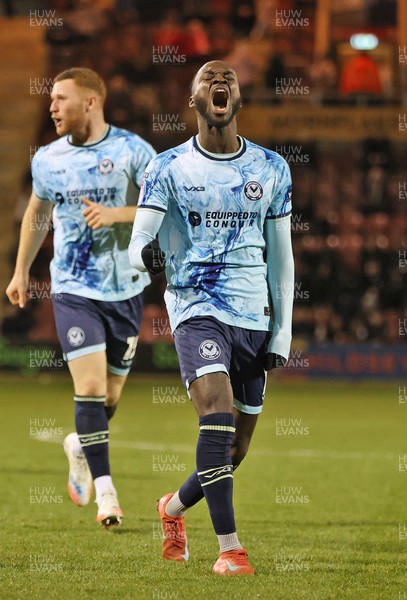 101225 - Crewe Alexandra v Newport County - Sky Bet League 2 - Cameron Antwi of Newport celebrates scoring a goal in 2nd half for Newport