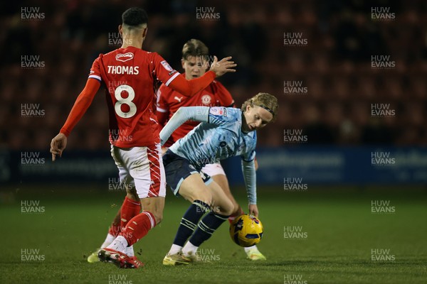 101225 - Crewe Alexandra v Newport County - Sky Bet League 2 - Sammy Braybrooke of Newport sneaks past Conor Thomas of Crewe with the ball