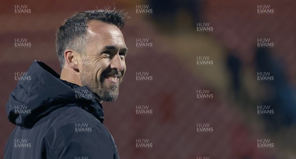 101225 - Crewe Alexandra v Newport County - Sky Bet League 2 - Newport manager Christian Fuchs applauds the travelling fans at the end of the match 