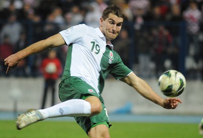 061012 - Croatia v Wales - World Cup QualifierWales' Sam Vokes has an attempt at goal 