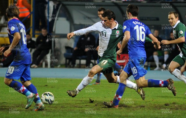 061012 - Croatia v Wales - World Cup QualifierWales' Gareth Bale has an attempt at goal 