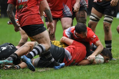 300825 - Cross Keys v Dragons RFC - Preseason Friendly - Carter Pritchard of Dragons scores the first try of the game