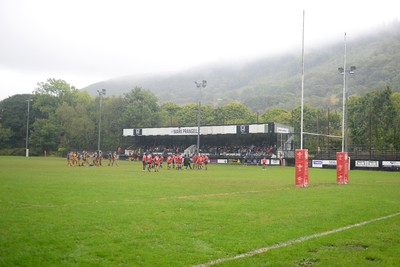300825 - Cross Keys v Dragons RFC - Preseason Friendly - A general view of Pandy Park