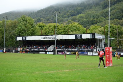 300825 - Cross Keys v Dragons RFC - Preseason Friendly - A general view of Pandy Park