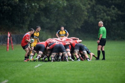 300825 - Cross Keys v Dragons RFC - Preseason Friendly - A scrum