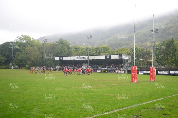 300825 - Cross Keys v Dragons RFC - Preseason Friendly - A general view of Pandy Park