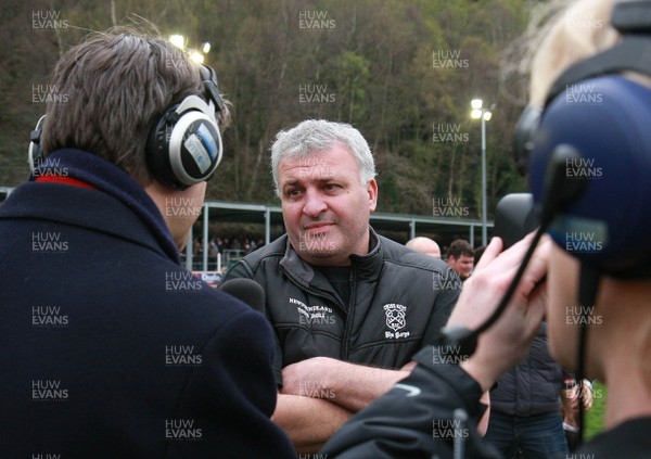 070412 Cross Keys RFC v Cornish Pirates RFC - British and Irish Cup - Semi Finals -An emotional Cross Keys' coach Mark Ring gives a TV interview after his side go through to the British and Irish Cup Final 